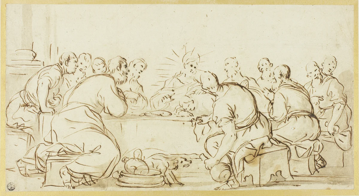 Last Supper by Luca Giordano, drawing, 1652-1705