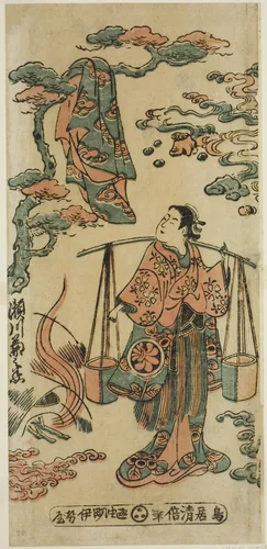 The Actor Segawa Kikunojo I as Mizue Gozen in the play "Suehiro Izu Nikki," performed at the Nakamura Theater in the eleventh month, 1745 (?) by Torii Kiyomasu II (鳥居 清倍), print, 1740-1750