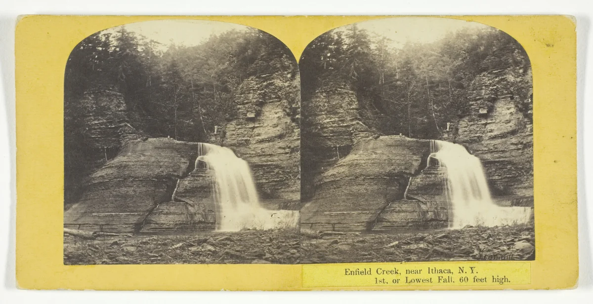 Enfield Creek, near Ithaca, N.Y. 1st, or Lowest Fall, 60 feet high by J. C. Burritt, photograph, 1860-1865