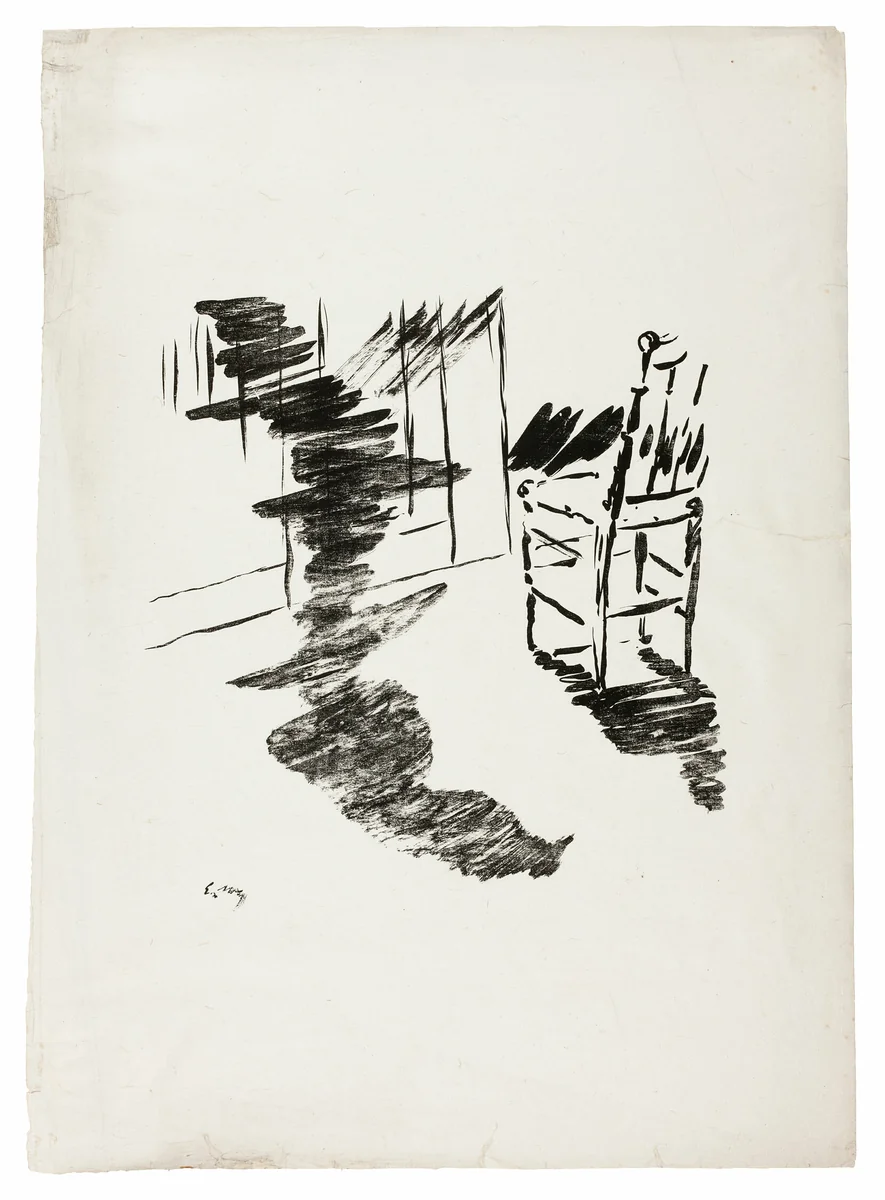 The Chair ("That shadow that lies floating on the floor..."), from The Raven (Le Corbeau) by Édouard Manet, print, 1875