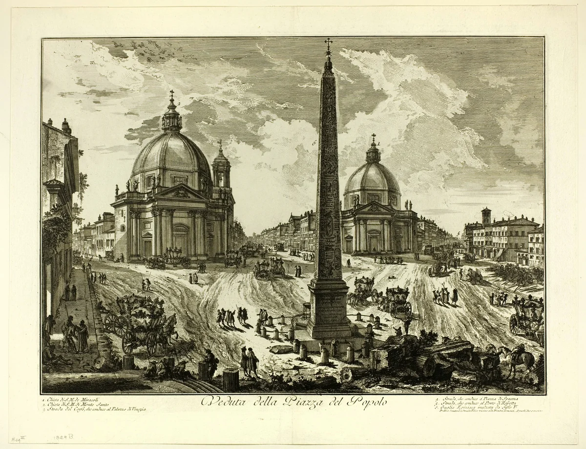 View of the Piazza del Popolo, from Views of Rome by Giovanni Battista Piranesi, print, 1750-1759