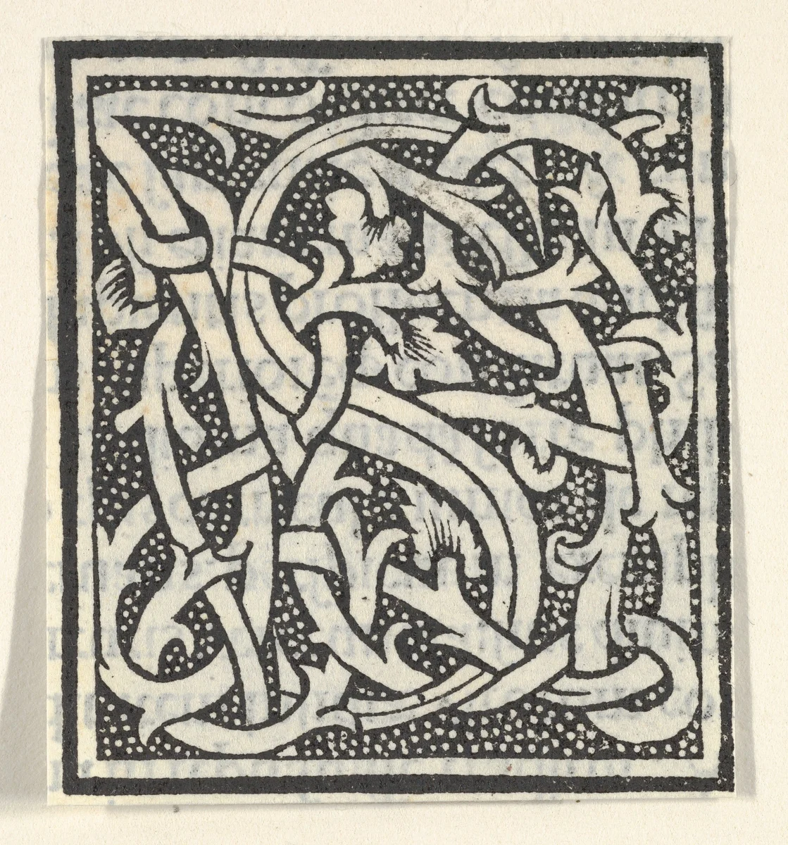 Initial letter S on patterned background by anonymous, print, 1520