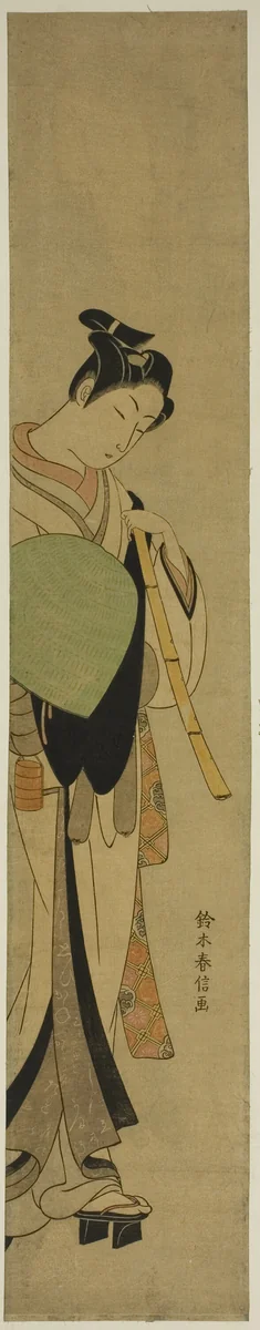 Young Man Dressed as a Mendicant Monk by Suzuki Harunobu (鈴木春信), print, 1765-1770