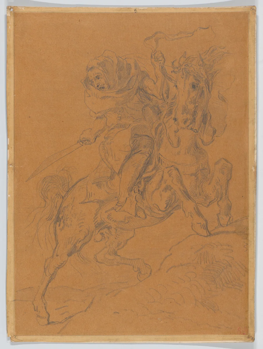Arab Horseman by Eugène Delacroix, drawing, 1849