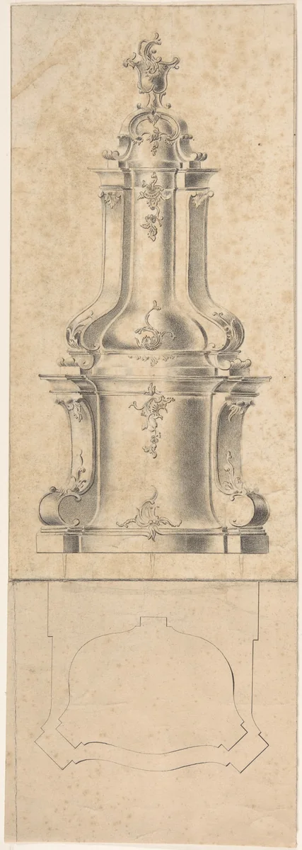 Designs for a Stove by anonymous, drawing, 1700-1800