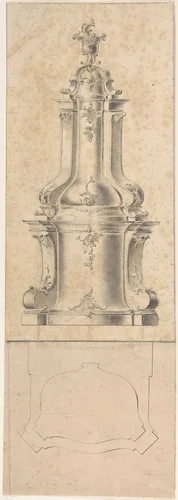 Designs for a Stove by anonymous, drawing, 1700-1800
