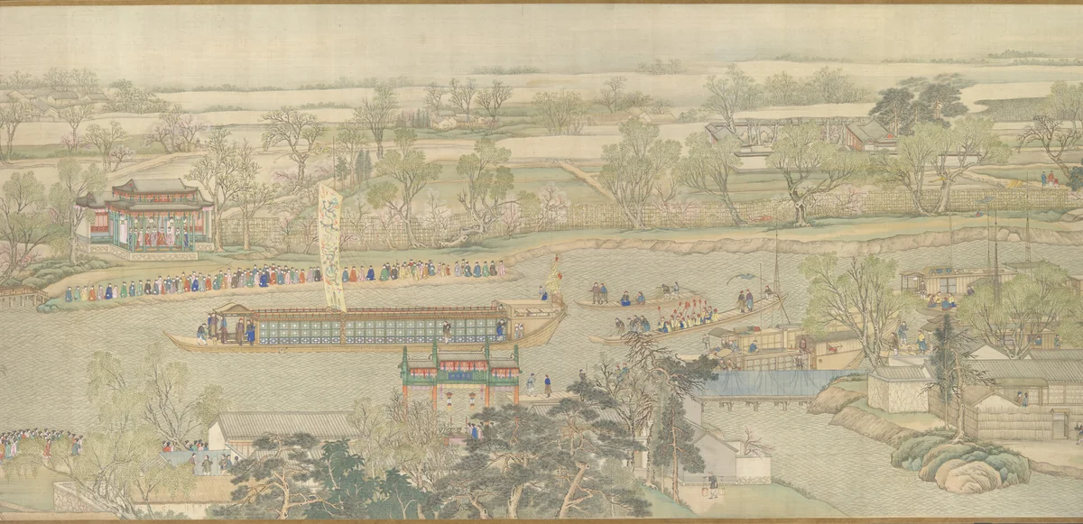 The Qianlong Emperor's Southern Inspection Tour, Scroll Six: Entering Suzhou along the Grand Canal by Xu Yang, painting, 1770