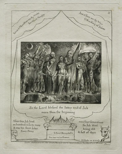 The Book of Job: Pl. 21, So the Lord blessed the latter end of Job / more than the beginning by William Blake, other, 1825