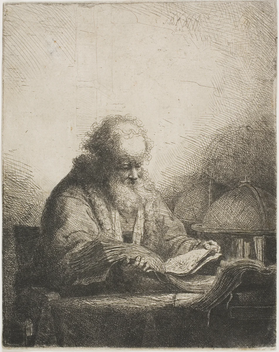 The Philosopher by Ferdinand Bol, print, 1636-1680