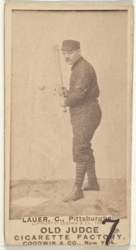 Chuck Lauer, Catcher, Pittsburgh, from the Old Judge series (N172) for Old Judge Cigarettes by Goodwin & Company, photograph, 1887-1890