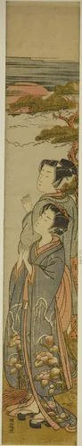 Greeting the Rising Sun on New Year's Day by Isoda Koryusai, print, 1769-1779