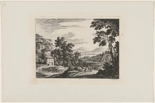 Cattle Drover in an Italian Landscape by Johann Christoph Dietzsch, print, 1734