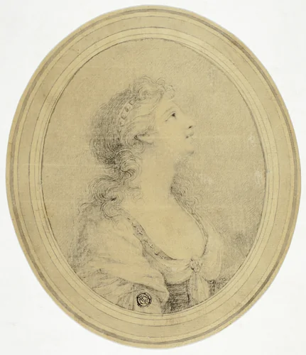 Half-Length Portrait of Woman in Profile, Facing Right by Peltro William Tomkins, drawing, 1780-1840