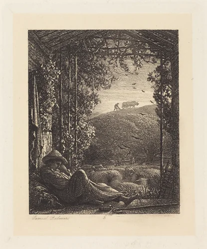 The Sleeping Shepherd; Early Morning by Samuel Palmer, print, 1857