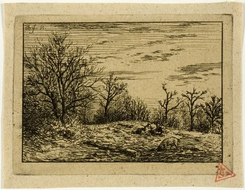Landscape in Winter by Charles-Émile Jacque, print, 1846