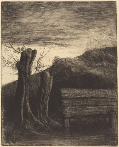 Pollard Willows (Les saules tetards) by Alphonse Legros, print, 1837-1911