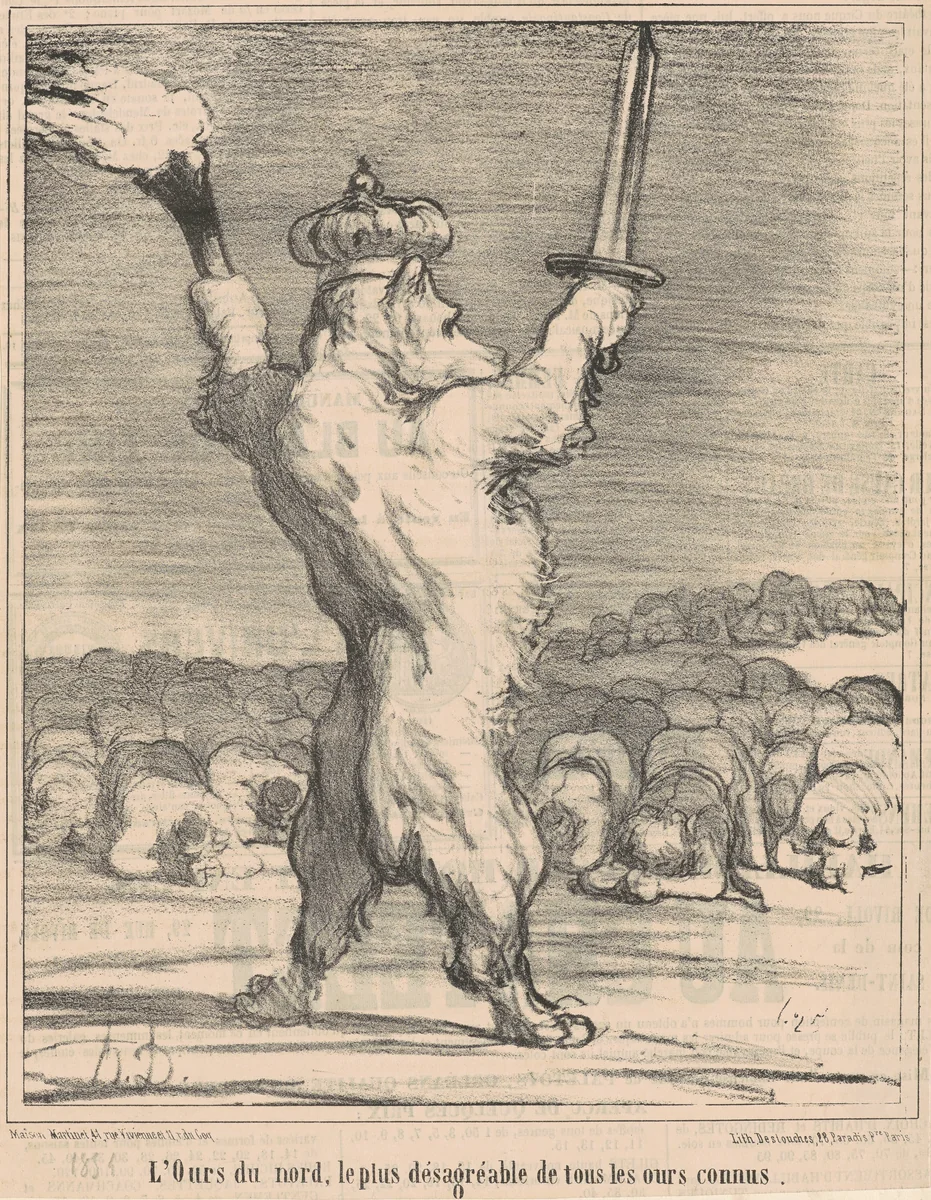L'ours du nord, le plus désagréable de tous les ours connus by Honoré Daumier, print, 1854