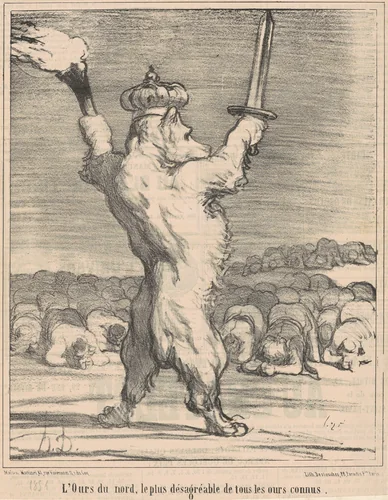 L'ours du nord, le plus désagréable de tous les ours connus by Honoré Daumier, print, 1854