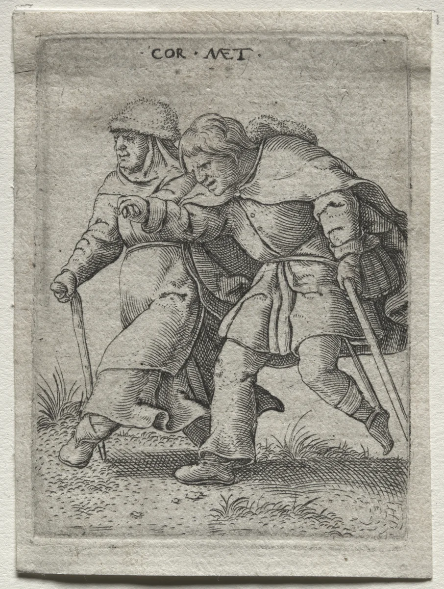 Dancing Cripples by Cornelis Massys, print, 1528-1548