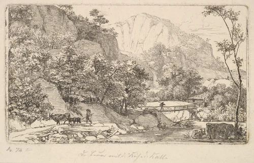 Peasant with Cow and Calf, in the Unterberg near the Berchtesgaden by Johann Christoph Erhard, print, 1818
