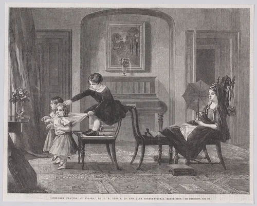 Children playing at Horses, from "Illustrated London News" by William Luson Thomas, print, 1862