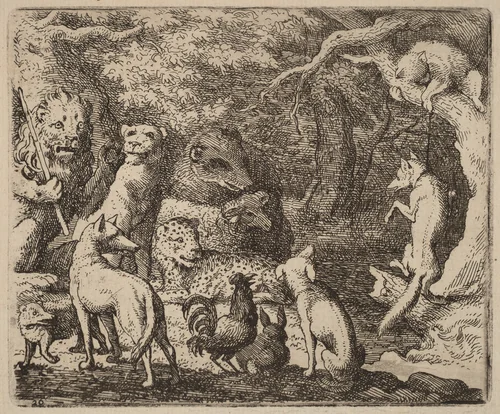 Reynard Asks Permission to Speak by Allart van Everdingen, print, 1645-1656
