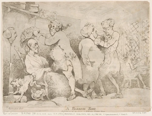 A Barber's Shop by Thomas Rowlandson, print, 1780-1800