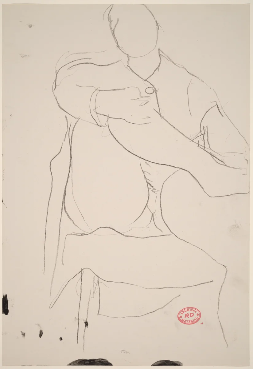 Untitled [figure seated in chair with leg crossed] by Richard Diebenkorn, drawing, 1955-1967