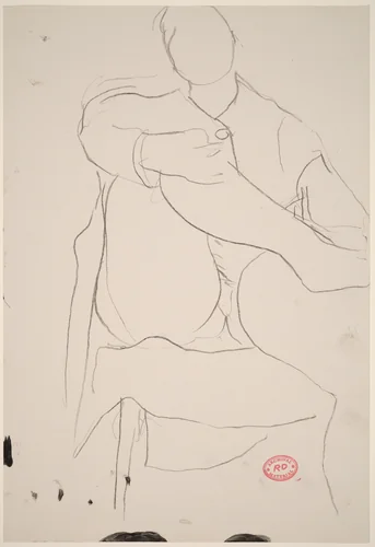 Untitled [figure seated in chair with leg crossed] by Richard Diebenkorn, drawing, 1955-1967