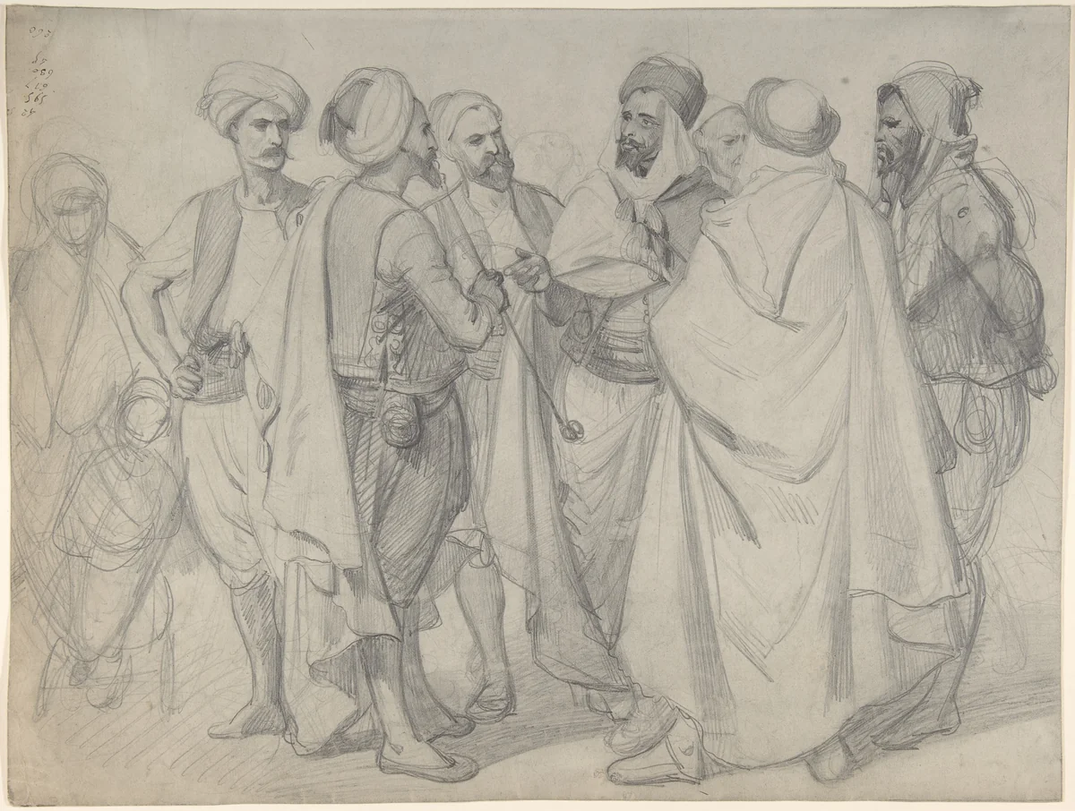 Study for "Types de races algériennes" by Henri-Félix-Emmanuel Philippoteaux, drawing, 1830-1884