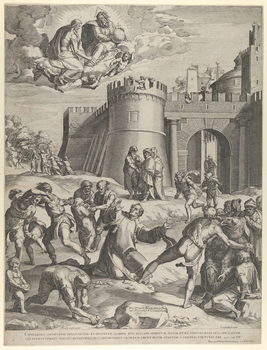 The Martyrdom of St Stephen by Cornelis Cort, print, 1576