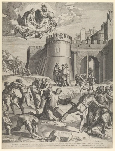 The Martyrdom of St Stephen by Cornelis Cort, print, 1576