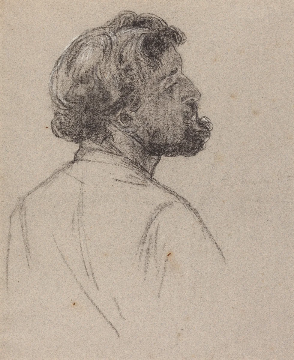 Head of a Bearded Gentleman by Charles-Louis-Lucien Müller, drawing, 1860