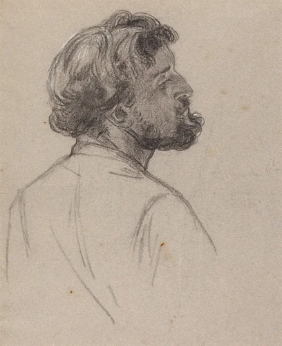 Head of a Bearded Gentleman by Charles-Louis-Lucien Müller, drawing, 1860