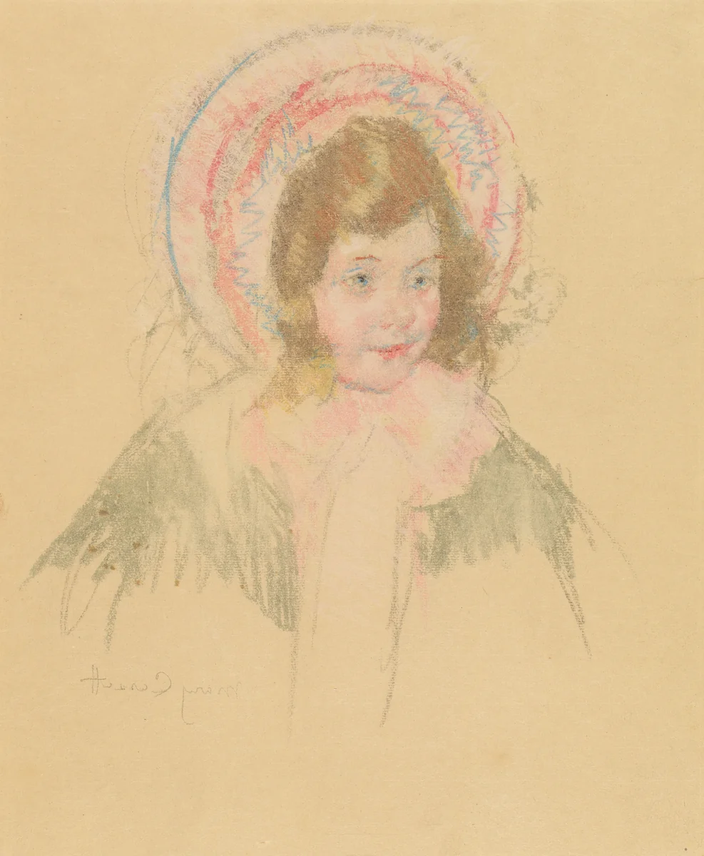 Sara Wearing a Bonnet and Coat by Mary Cassatt, drawing, 1904-1906