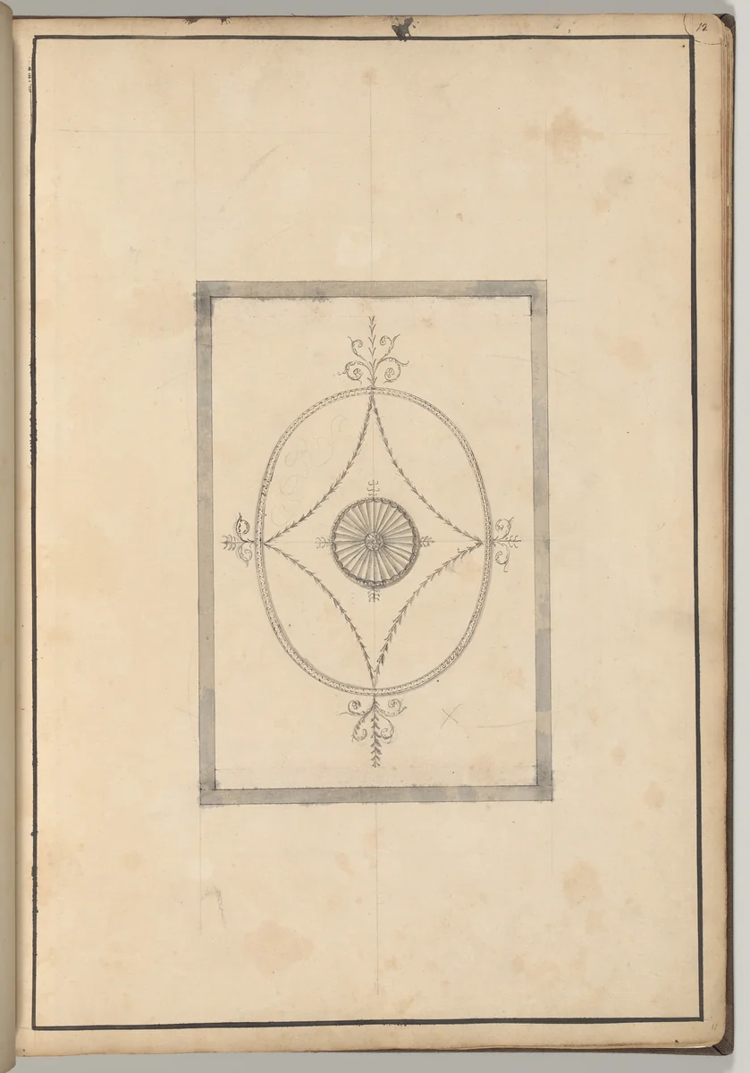 Design for the Ceiling of a Bedchamber at Curraghmore, County Waterford, Ireland by James Wyatt, drawing, 1781-1792
