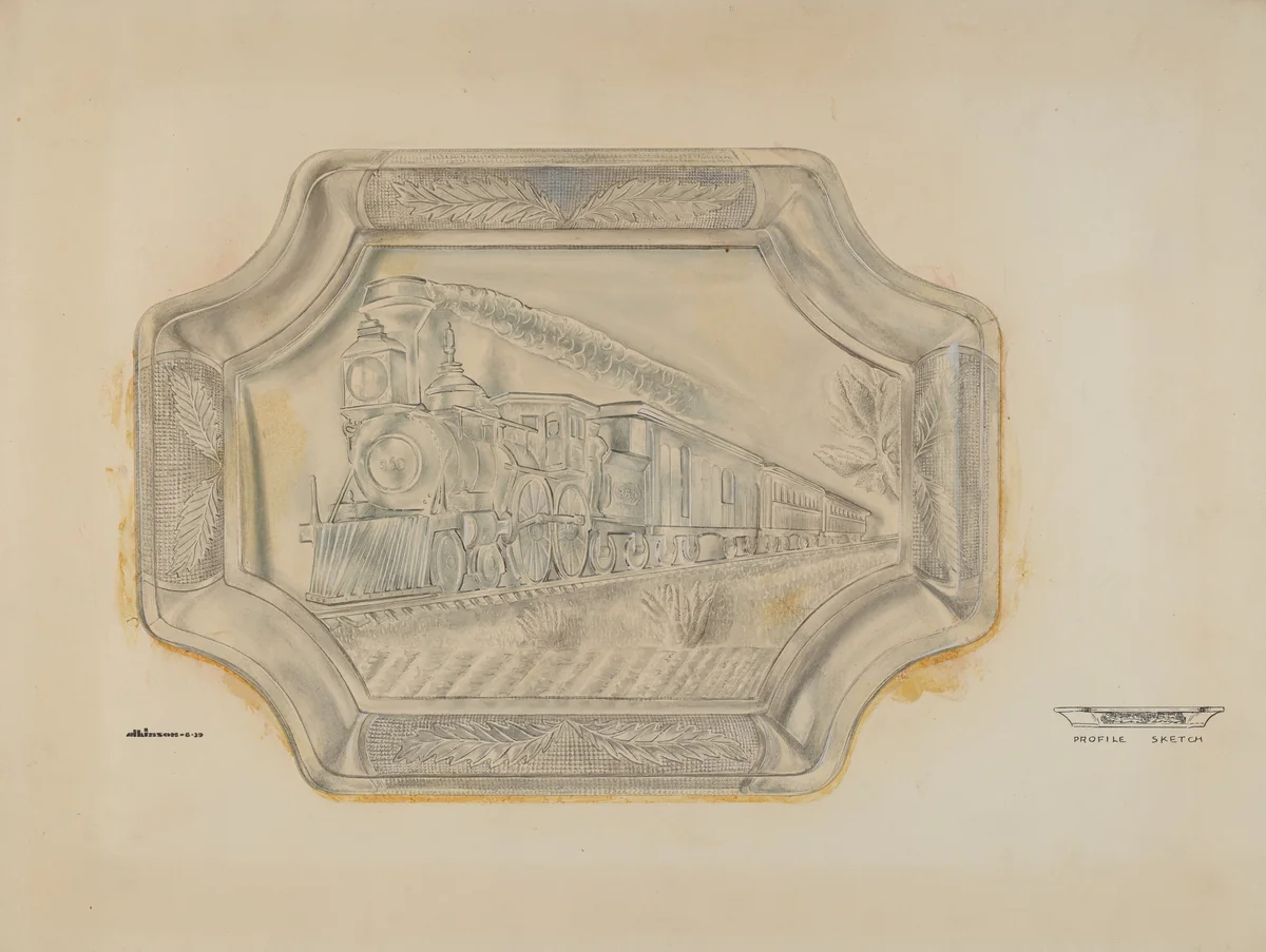 Railroad Platter by Ralph Atkinson, index of american design, 1939