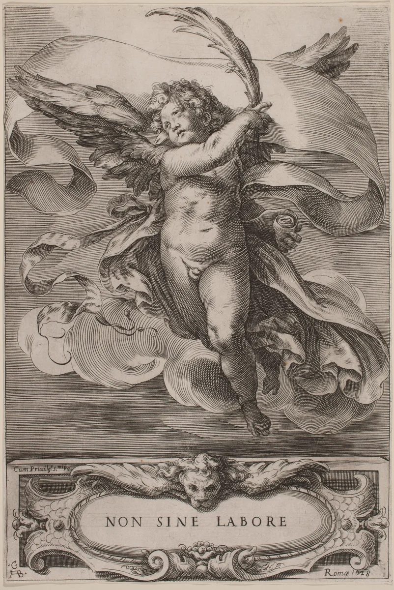 An Allegorical Figure: Non sine labore by Cherubino Alberti, print, 1628