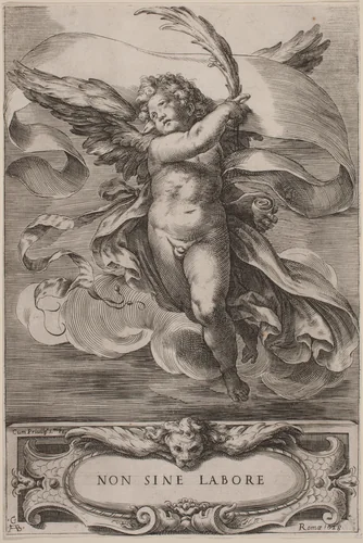 An Allegorical Figure: Non sine labore by Cherubino Alberti, print, 1628