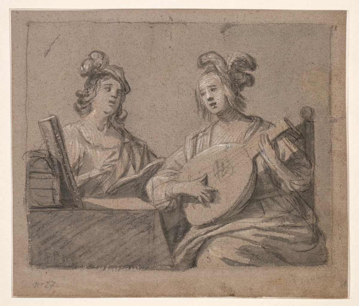 Musical Scene by Gerrit van Honthorst, drawing, 1625-1655