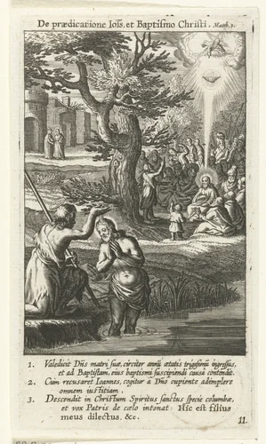Johannes doopt Christus in de Jordaan by Boëtius Adamsz. Bolswert, print, 1590-1622
