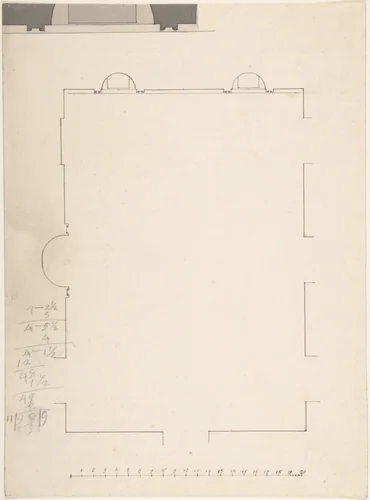 Plan of large room with three niches by anonymous, drawing, 1700-1800