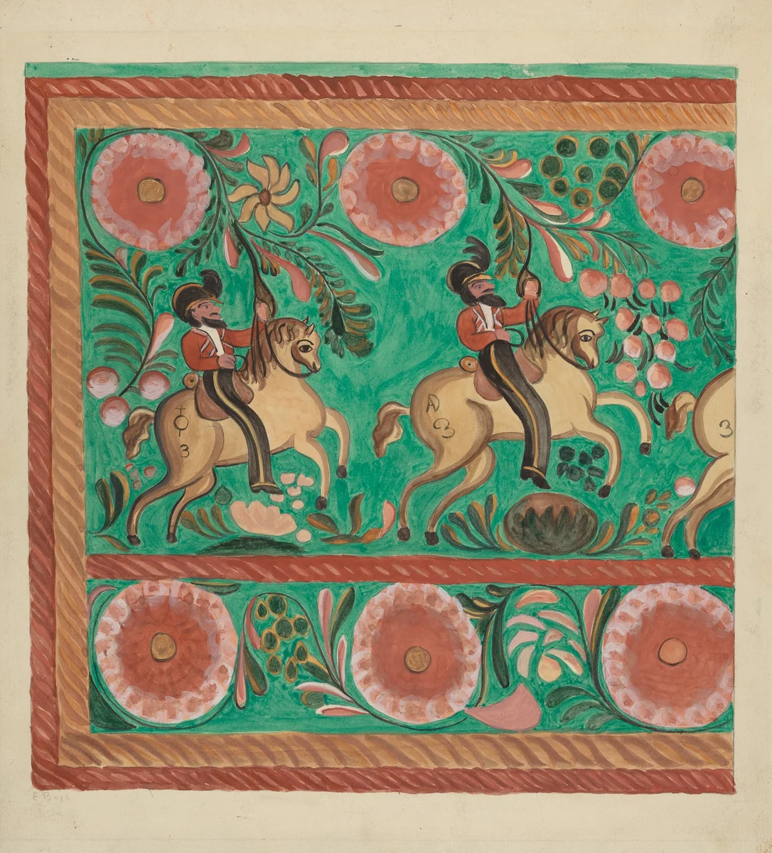 Chest of Native Pine, Painted in Oil by E. Boyd, index of american design, 1935-1942