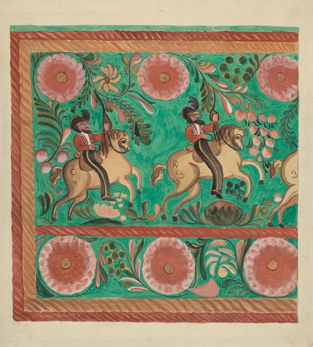 Chest of Native Pine, Painted in Oil by E. Boyd, index of american design, 1935-1942