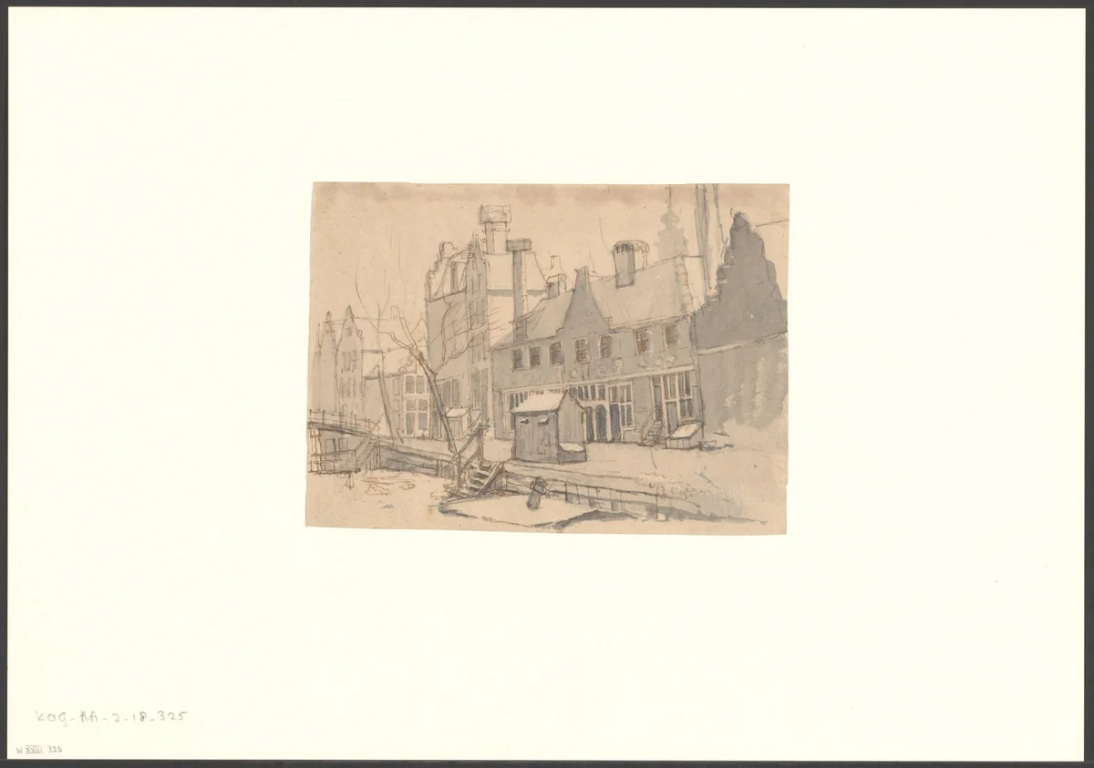 Gezicht op het Sint Andrieshofje aan de Egelantiersgracht by Gerrit Lamberts, drawing, 1786-1850
