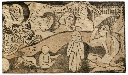 Soyez amoureuses, vous serez heureuses (Love, and You Will be Happy), from the Suite of Late Wood-Block Prints by Paul Gauguin, print, 1899