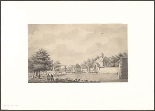 Gezicht op de Utrechtsepoort vanaf het Singel by Dirk Verrijk, drawing, 1744-1786