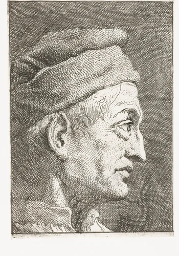 Man met muts by Giovanni Domenico Tiepolo, print, 1771-1774