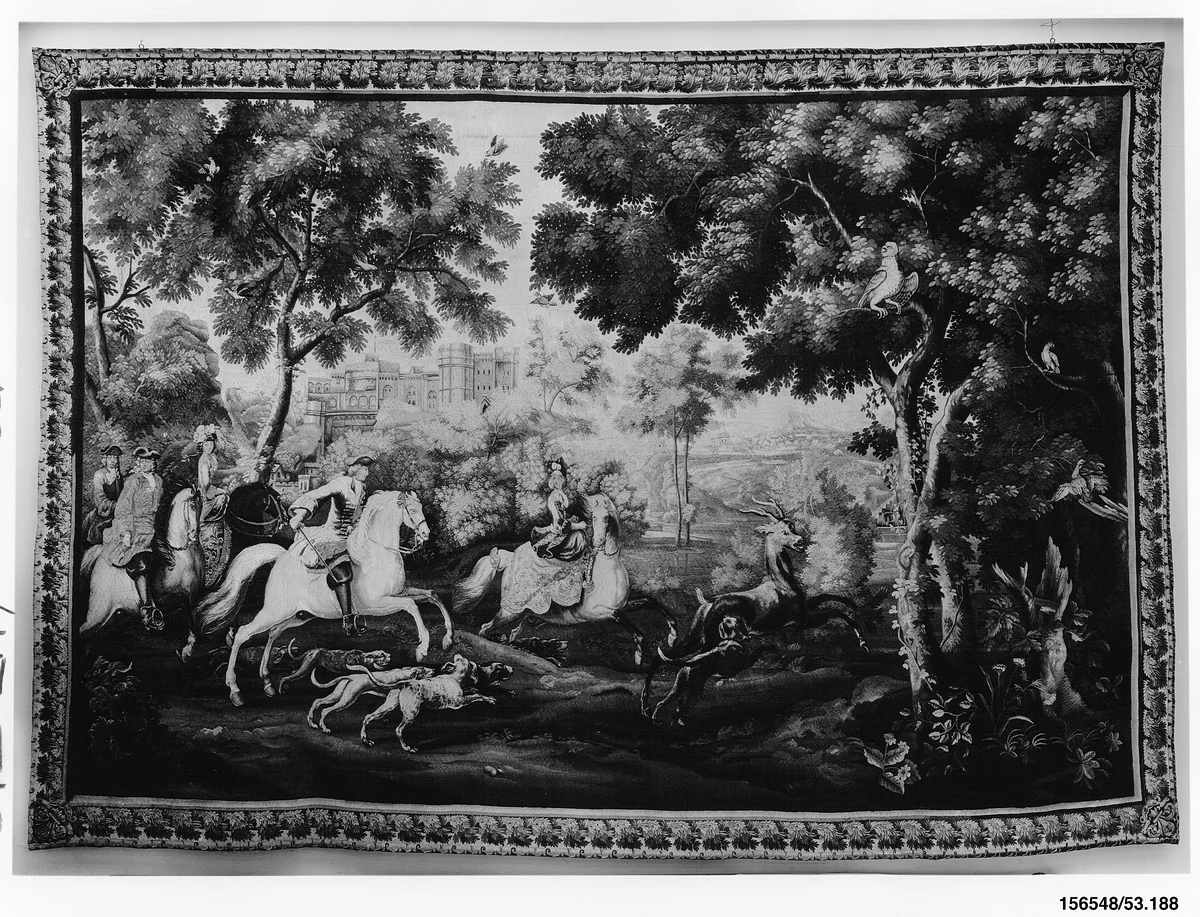 Stag Hunt by Beauvais, textile, 1685-1699