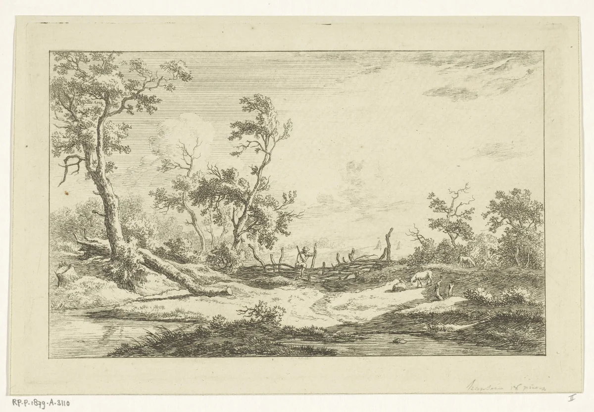 Jager in een landschap by Carel Lodewijk Hansen, print, 1780-1840
